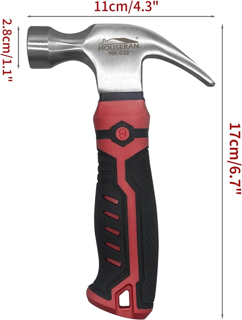 HOUSERAN Small Hammer 12oz, Claw Hammers for Picture Hanging, Martillos De Construccion, Small Hammer for Women, Suitable for Family, Camping, Stakes, DIY, Red x Black - Image 2